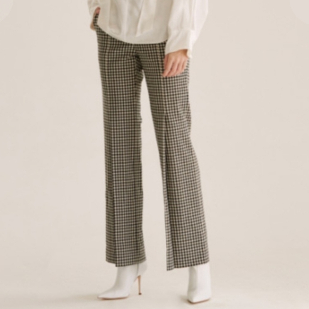 Nuvo 10 Korean Wide Leg Gingham Black White Check Plaid Trousers Size Medium